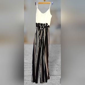 J for Justify women's medium jumpsuit, spaghetti strap white top, stripe…